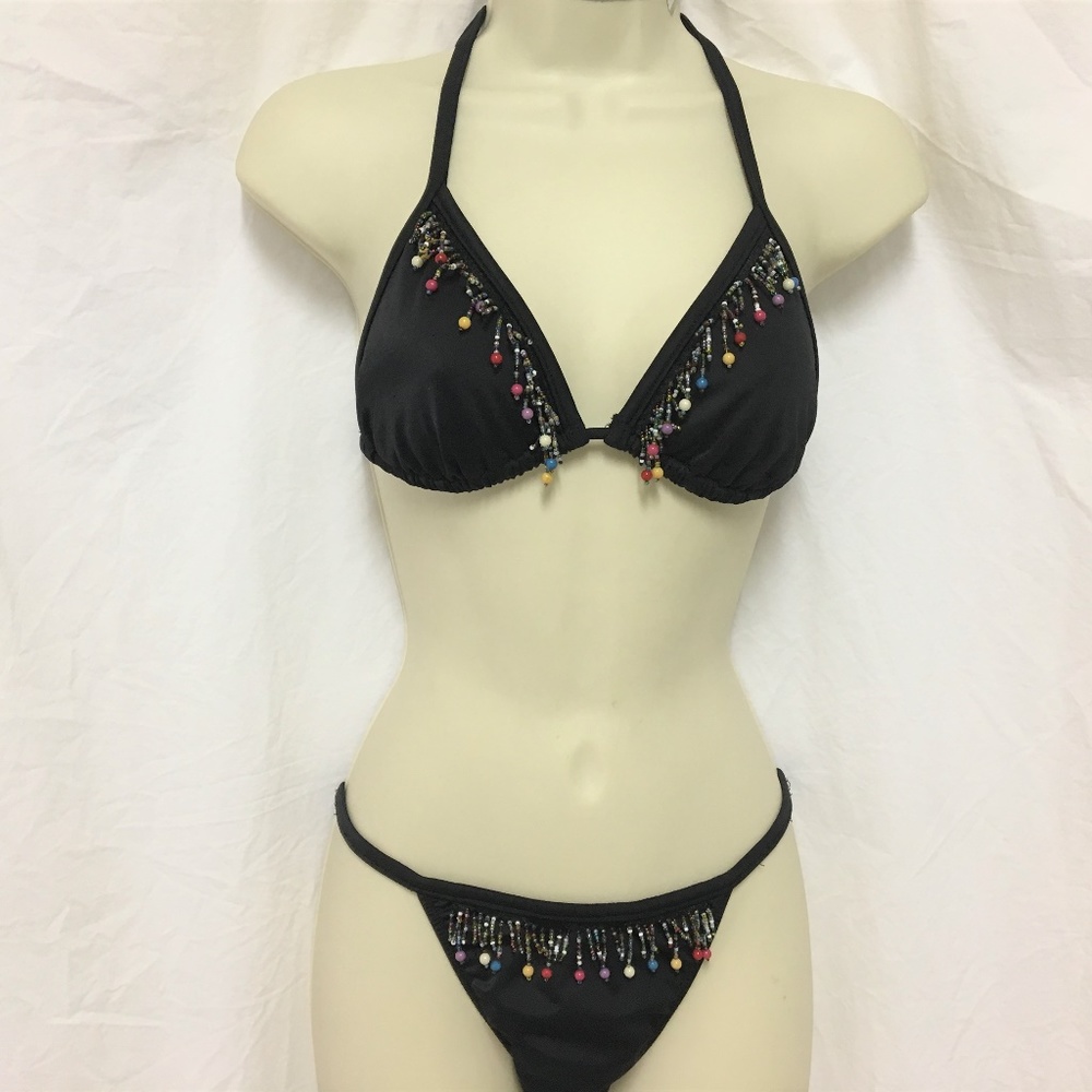 Venus black beaded bikini